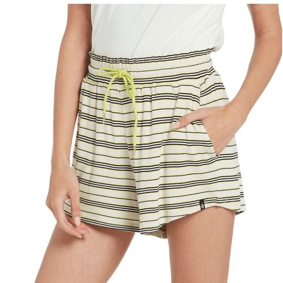 VOLCOM LADIES POPZTONE SHORTS SASSY STRIPED PAIR OF SHORTS HIGH WAISTED NWT - Picture 5 of 6
